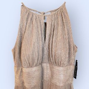 NWT R&M Richards Metallic Keyhole Halter A-Line Dress - bridesmaid prom